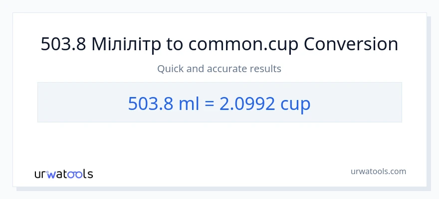 Конверсія з мілілітри у чашки: 503.8