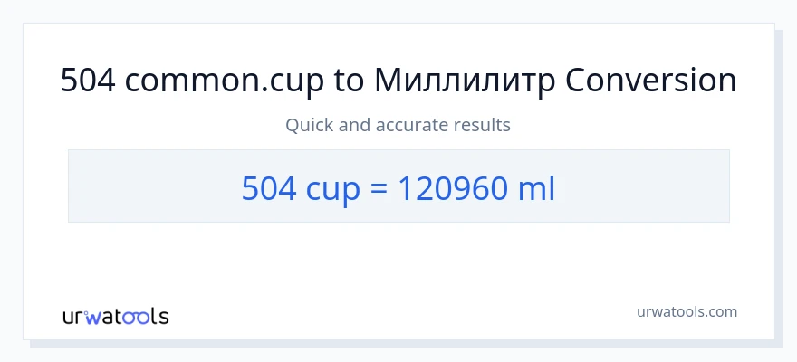 504 чөйчөктөр дан миллилитр га конверсия