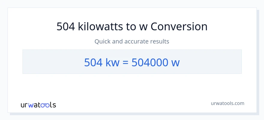 Conversió de 504 quilowatts a watts