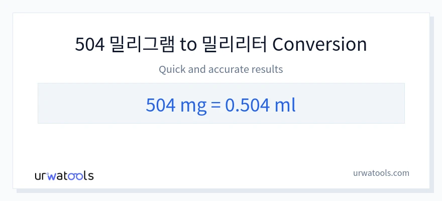 504 밀리그램에서 밀리리터으로의 변환
