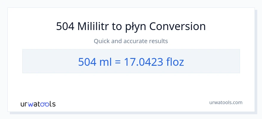 Konwersja 504 mililitry do uncje płynu