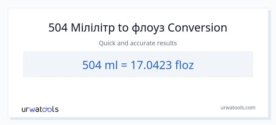 Конверсія з мілілітри у рідких унцій: 504