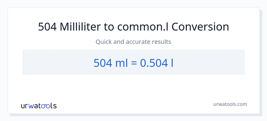 504 milliliter til Liters konvertering