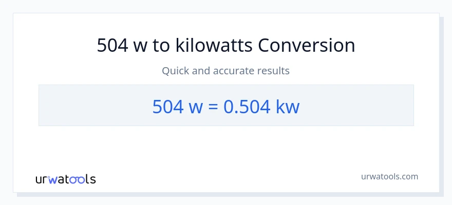 Conversió de 504 watts a quilowatts