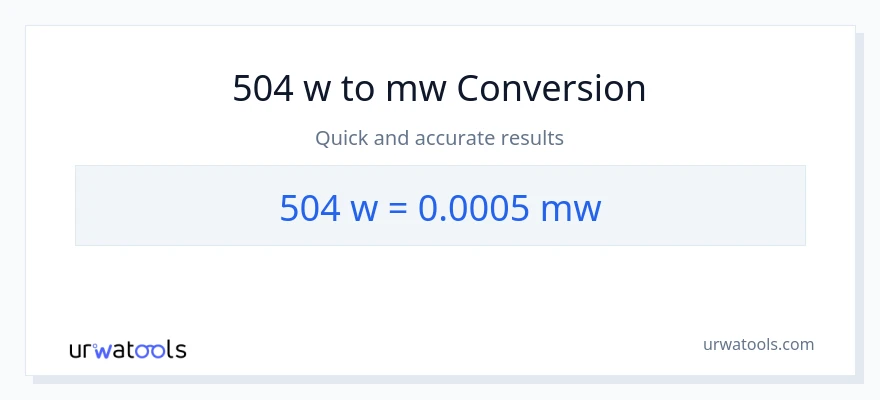 Conversió de 504 watts a megawatts