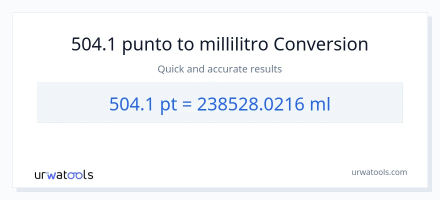 Conversione da 504.1 Pints a millilitri