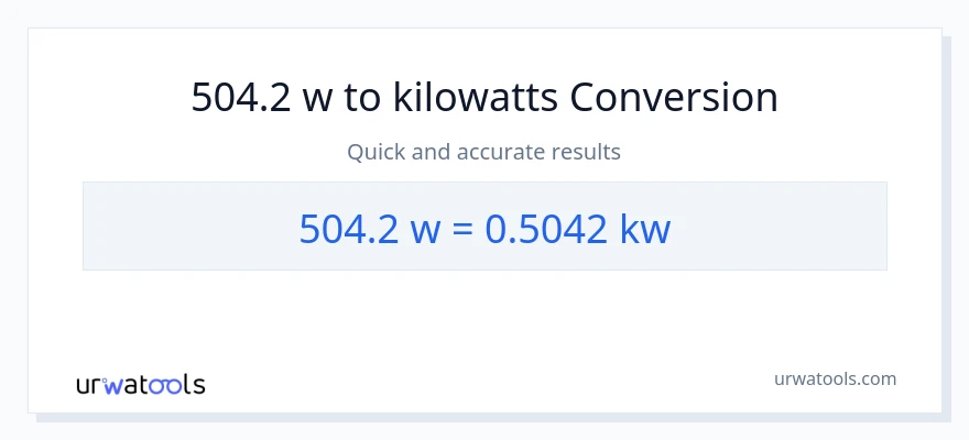 Conversió de 504.2 watts a quilowatts