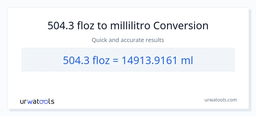 Conversione da 504.3 once fluide a millilitri