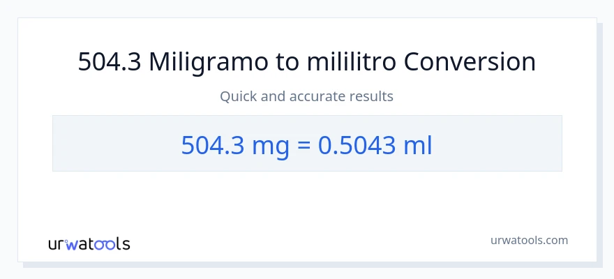 504.3 miligramo patungong mga mililitro na conversion