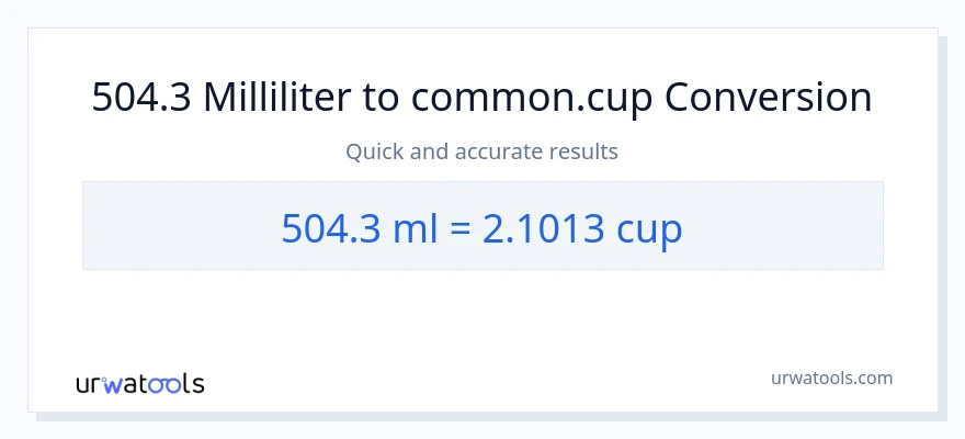 504.3 Milliliter zu Tassen Umwandlung