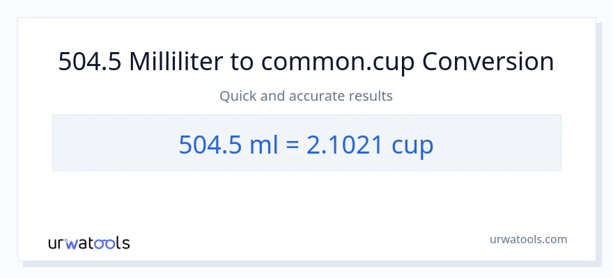 504.5 Milliliter zu Tassen Umwandlung
