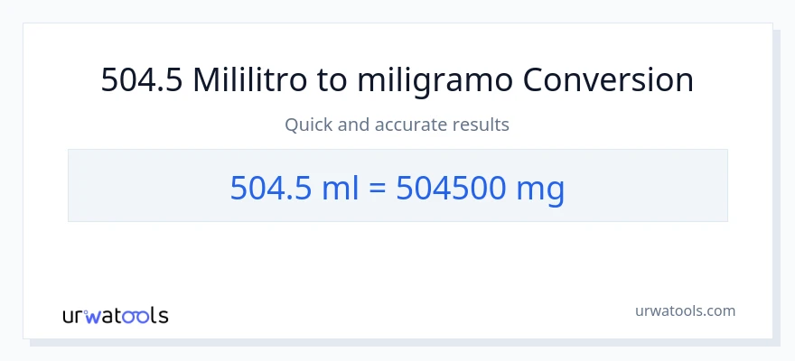 504.5 mga mililitro patungong miligramo na conversion