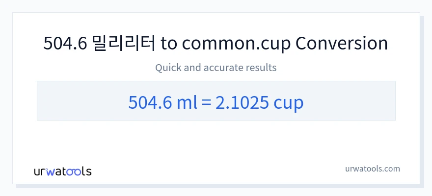 504.6 밀리리터에서 컵으로의 변환