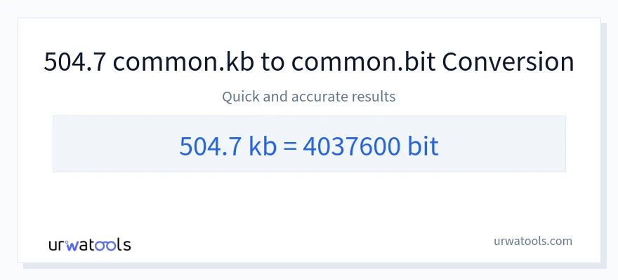504.7 Kilobytes 到 Bits 轉換