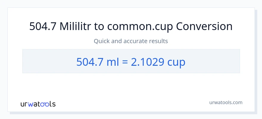 Konverze z mililitrů na šálky: 504.7