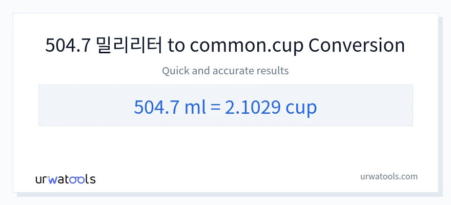 504.7 밀리리터에서 컵으로의 변환