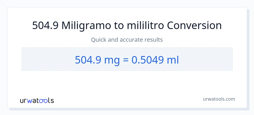 504.9 miligramo patungong mga mililitro na conversion