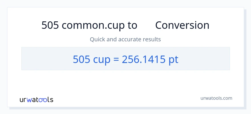 การแปลง 505 ถ้วย เป็น Pints