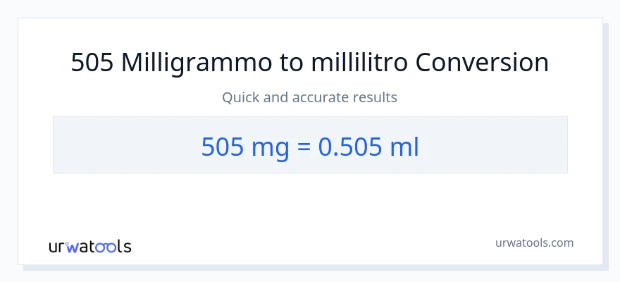Conversione da 505 milligrammi a millilitri