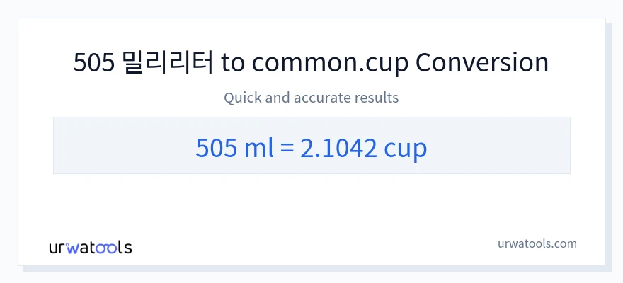 505 밀리리터에서 컵으로의 변환