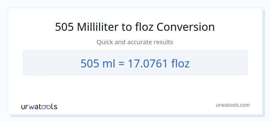 505 milliliter til flydende ounces konvertering