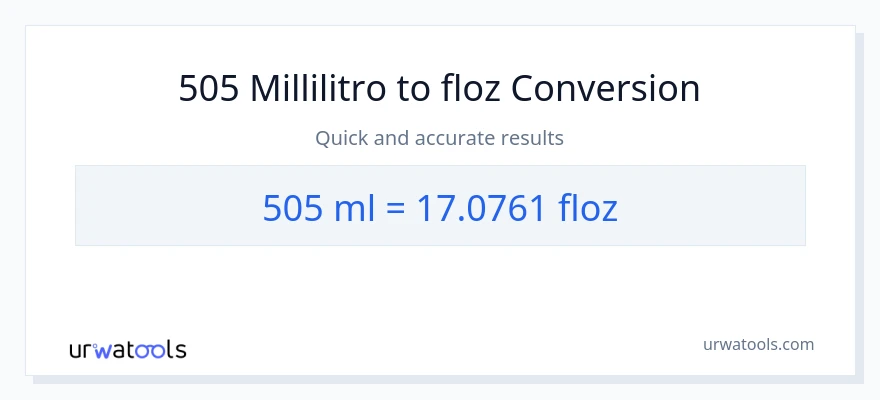 Conversione da 505 millilitri a once fluide