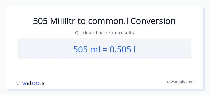 Konverze z mililitrů na Liters: 505