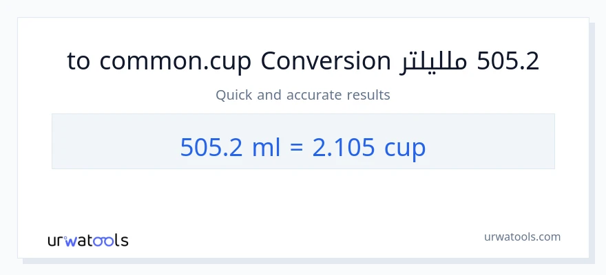 التحويل من 505.2 ملليلتر إلى أكواب
