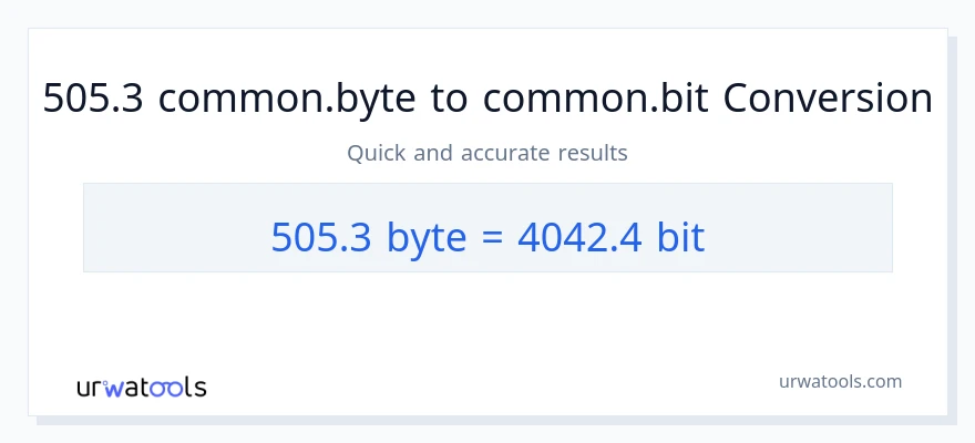 التحويل من 505.3 Bytes إلى Bits