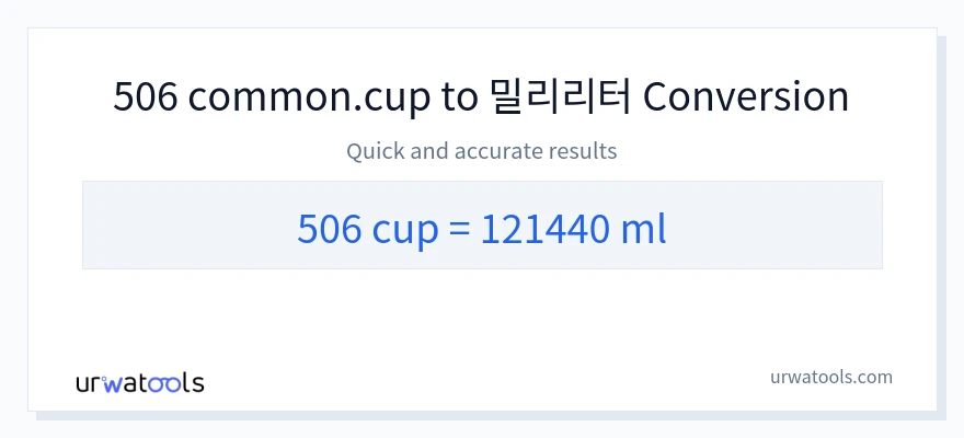 506 컵에서 밀리리터으로의 변환