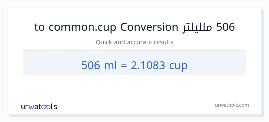 التحويل من 506 ملليلتر إلى أكواب