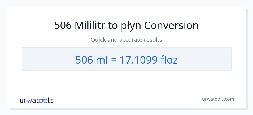 Konwersja 506 mililitry do uncje płynu