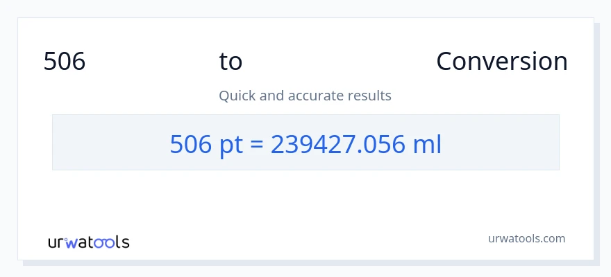506 Pints ൽ നിന്ന് മില്ലിലിറ്റർ ലേക്ക് പരിവർത്തനം