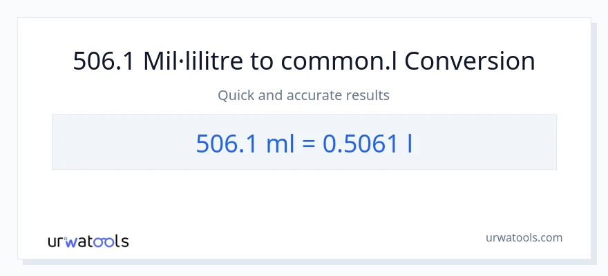 Conversió de 506.1 mil·lilitres a Liters