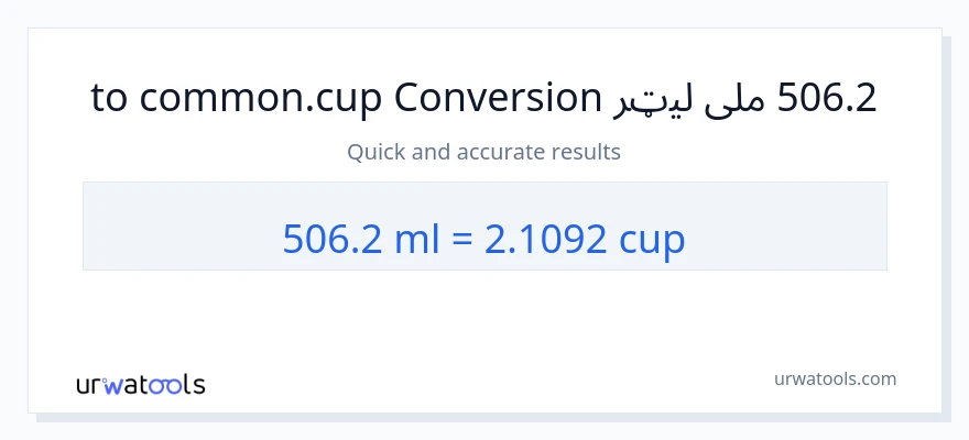 506.2 ملی لیټرونه ته پيالې بدلون