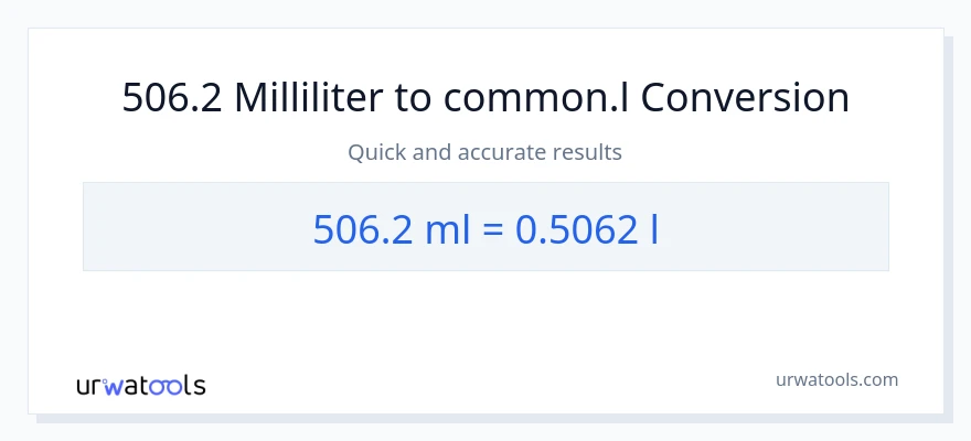 506.2 milliliter til Liters konvertering