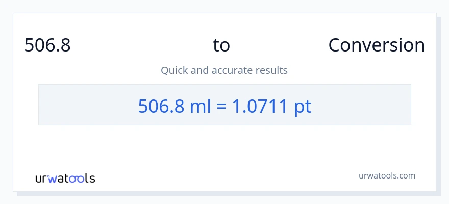 506.8 മില്ലിലിറ്റർ ൽ നിന്ന് Pints ലേക്ക് പരിവർത്തനം