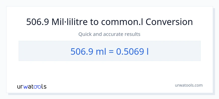 Conversió de 506.9 mil·lilitres a Liters