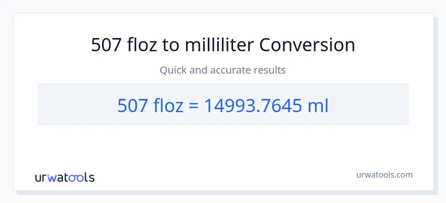 507 flydende ounces til milliliter konvertering