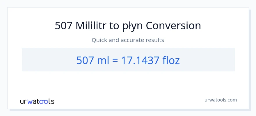 Konwersja 507 mililitry do uncje płynu