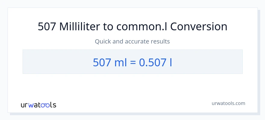 507 Milliliter zu Liters Umwandlung