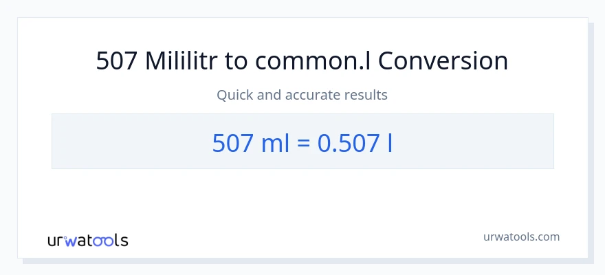 Konwersja 507 mililitry do Liters
