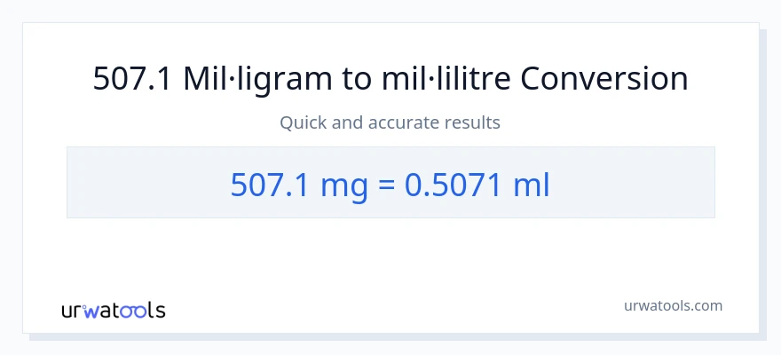 Conversió de 507.1 mil·ligrams a mil·lilitres