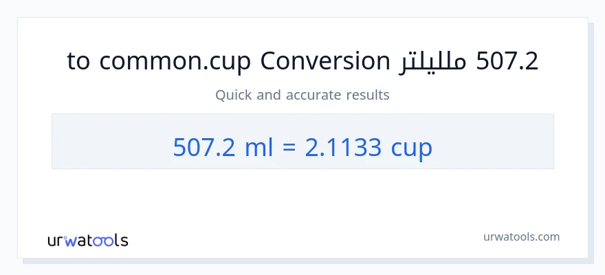 التحويل من 507.2 ملليلتر إلى أكواب