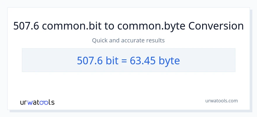 507.6 Bits இலிருந்து Bytes வரை மாற்றம்