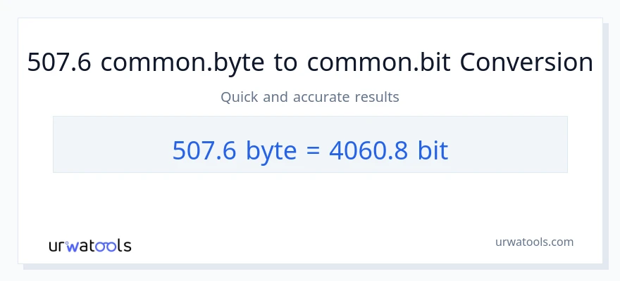 التحويل من 507.6 Bytes إلى Bits