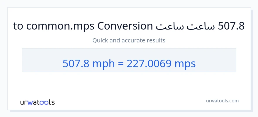 507.8 په ساعت کې میلونه ته Meters Per Second بدلون