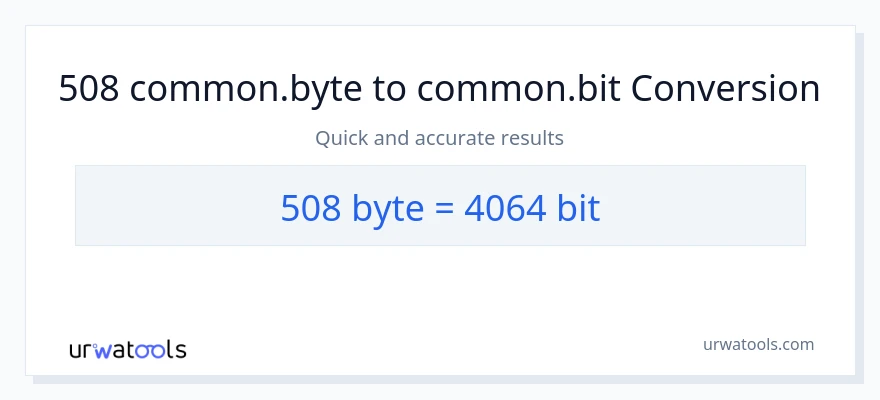 המרה של 508 Bytes ל- Bits