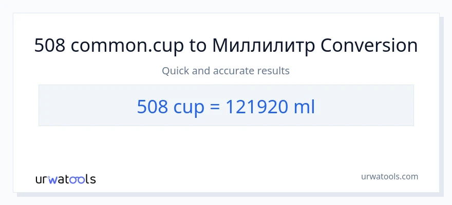 508 чөйчөктөр дан миллилитр га конверсия