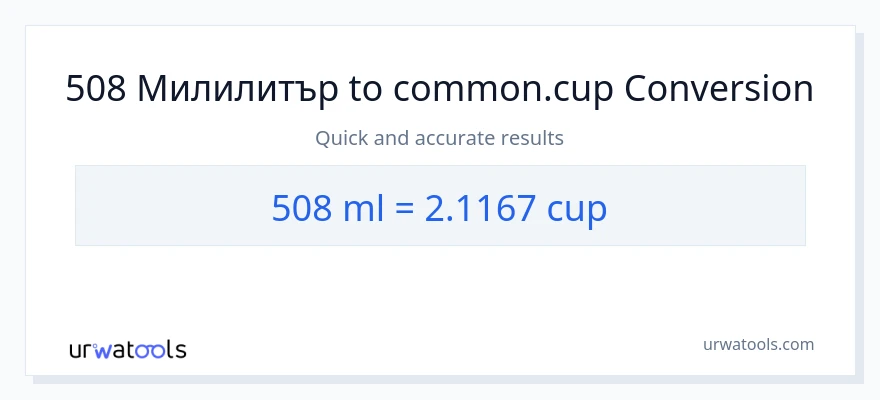 508 конверсия от милилитри до чаши